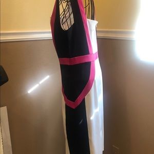 Cream, Black, and Pink Dress